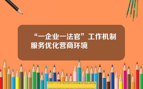 “一企业一法官”工作机制服务优化营商环境