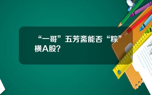 “一哥”五芳斋能否“粽”横A股？