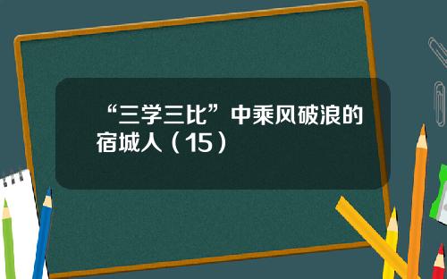 “三学三比”中乘风破浪的宿城人（15）
