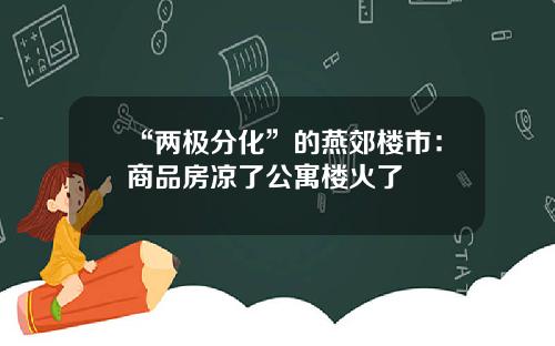 “两极分化”的燕郊楼市：商品房凉了公寓楼火了