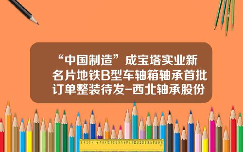 “中国制造”成宝塔实业新名片地铁B型车轴箱轴承首批订单整装待发-西北轴承股份有限公司招聘.