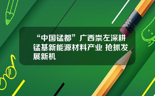 “中国锰都”广西崇左深耕锰基新能源材料产业 抢抓发展新机