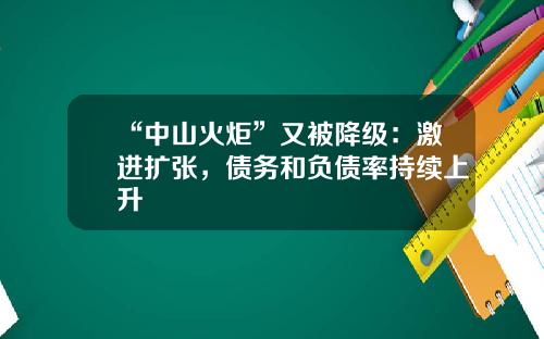 “中山火炬”又被降级：激进扩张，债务和负债率持续上升