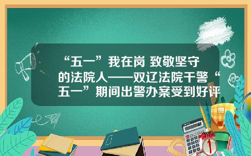 “五一”我在岗 致敬坚守的法院人——双辽法院干警“五一”期间出警办案受到好评
