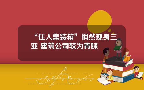 “住人集装箱”悄然现身三亚 建筑公司较为青睐
