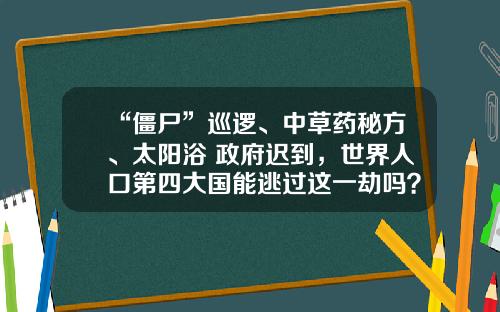 “僵尸”巡逻、中草药秘方、太阳浴 政府迟到，世界人口第四大国能逃过这一劫吗？