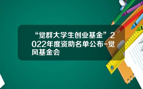 “觉群大学生创业基金”2022年度资助名单公布-觉风基金会