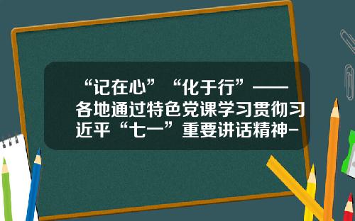 “记在心”“化于行”——各地通过特色党课学习贯彻习近平“七一”重要讲话精神-天津道博威国际贸易有限公司