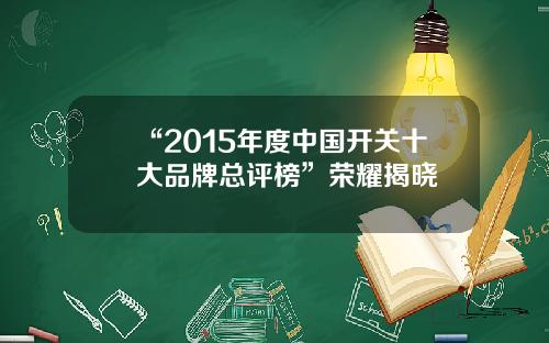 “2015年度中国开关十大品牌总评榜”荣耀揭晓