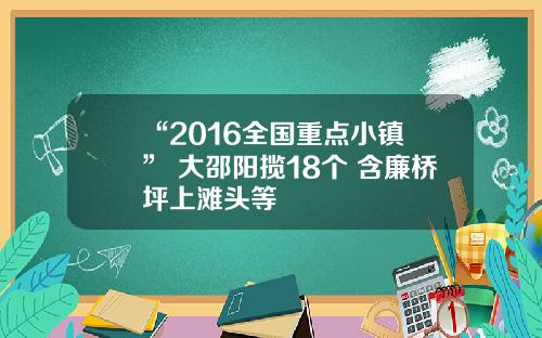 “2016全国重点小镇 ” 大邵阳揽18个 含廉桥坪上滩头等