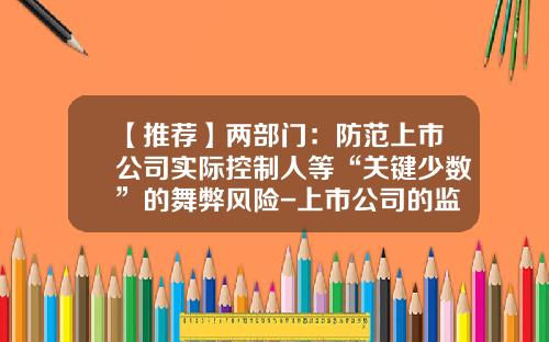 【推荐】两部门：防范上市公司实际控制人等“关键少数”的舞弊风险-上市公司的监事风险