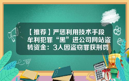 【推荐】严惩利用技术手段牟利犯罪“黑”进公司网站盗转资金：3人因盗窃罪获刑罚-公司银行帐户被盗报案