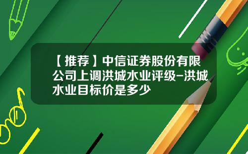 【推荐】中信证券股份有限公司上调洪城水业评级-洪城水业目标价是多少