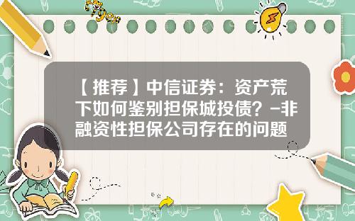 【推荐】中信证券：资产荒下如何鉴别担保城投债？-非融资性担保公司存在的问题