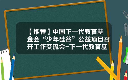 【推荐】中国下一代教育基金会“少年硅谷”公益项目召开工作交流会-下一代教育基金会