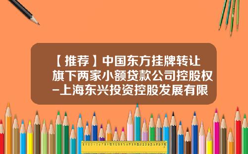 【推荐】中国东方挂牌转让旗下两家小额贷款公司控股权-上海东兴投资控股发展有限公司