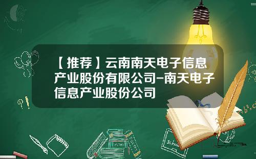 【推荐】云南南天电子信息产业股份有限公司-南天电子信息产业股份公司