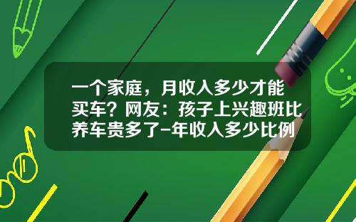 一个家庭，月收入多少才能买车？网友：孩子上兴趣班比养车贵多了-年收入多少比例买车【新闻】
