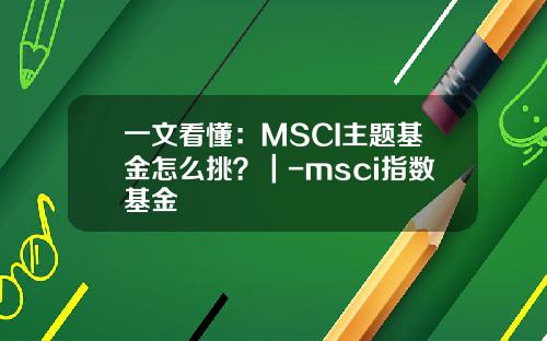 一文看懂：MSCI主题基金怎么挑？｜-msci指数基金