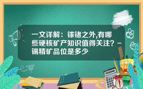 一文详解：镓锗之外,有哪些硬核矿产知识值得关注？-锡精矿品位是多少