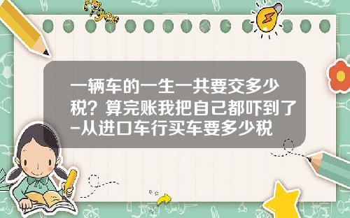 一辆车的一生一共要交多少税？算完账我把自己都吓到了-从进口车行买车要多少税