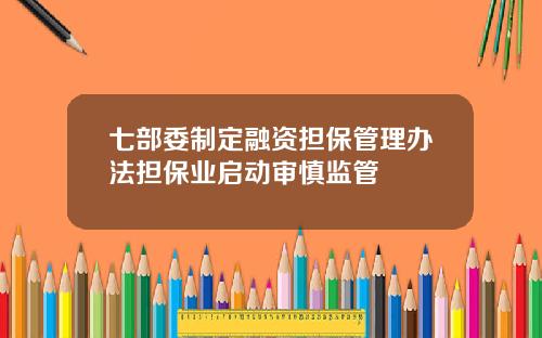 七部委制定融资担保管理办法担保业启动审慎监管
