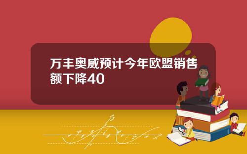 万丰奥威预计今年欧盟销售额下降40