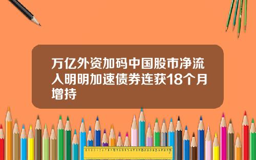 万亿外资加码中国股市净流入明明加速债券连获18个月增持