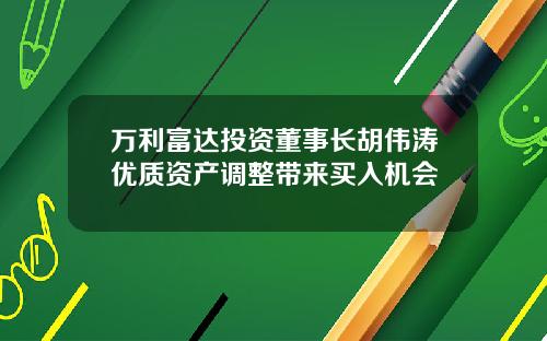万利富达投资董事长胡伟涛优质资产调整带来买入机会