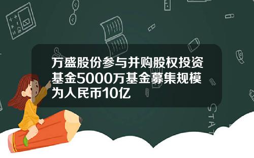 万盛股份参与并购股权投资基金5000万基金募集规模为人民币10亿