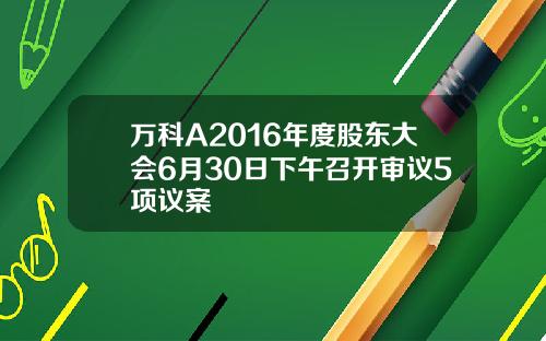 万科A2016年度股东大会6月30日下午召开审议5项议案
