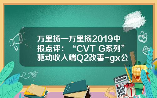 万里扬—万里扬2019中报点评：“CVT+G系列”驱动收入端Q2改善-gx公司应收账款融资模式研究