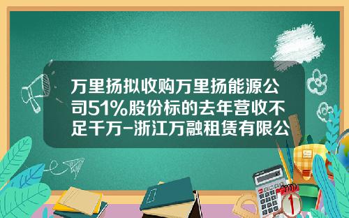 万里扬拟收购万里扬能源公司51%股份标的去年营收不足千万-浙江万融租赁有限公司