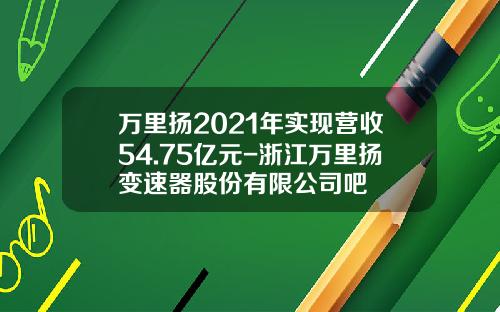 万里扬2021年实现营收54.75亿元-浙江万里扬变速器股份有限公司吧