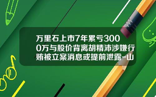 万里石上市7年累亏3000万与股价背离胡精沛涉嫌行贿被立案消息或提前泄露-山东万里置业有限公司