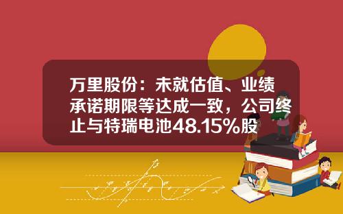 万里股份：未就估值、业绩承诺期限等达成一致，公司终止与特瑞电池48.15%股权及配套募资重组事项-万里控股集团股份有限公司