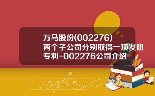 万马股份(002276)两个子公司分别取得一项发明专利-002276公司介绍