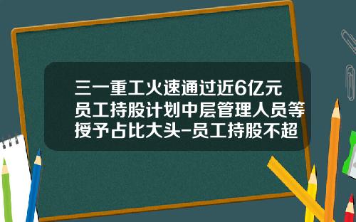 三一重工火速通过近6亿元员工持股计划中层管理人员等授予占比大头-员工持股不超过多少
