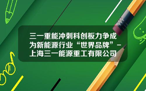 三一重能冲刺科创板力争成为新能源行业“世界品牌”-上海三一能源重工有限公司
