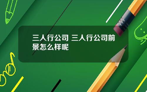 三人行公司 三人行公司前景怎么样呢