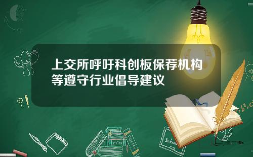 上交所呼吁科创板保荐机构等遵守行业倡导建议