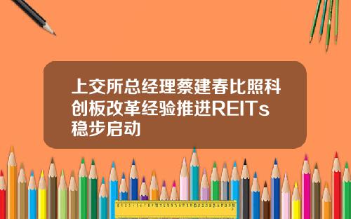 上交所总经理蔡建春比照科创板改革经验推进REITs稳步启动