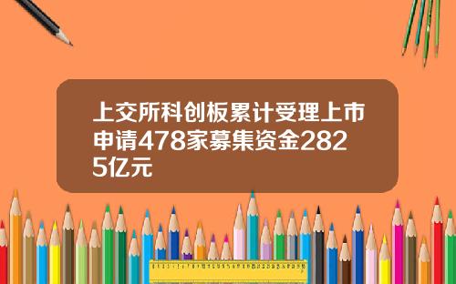 上交所科创板累计受理上市申请478家募集资金2825亿元