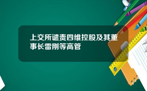 上交所谴责四维控股及其董事长雷刚等高管