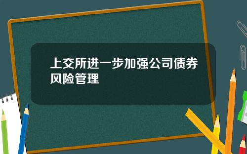 上交所进一步加强公司债券风险管理