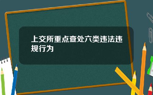 上交所重点查处六类违法违规行为