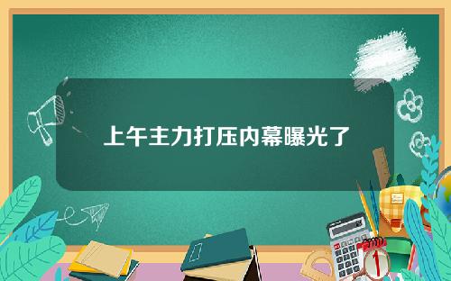 上午主力打压内幕曝光了