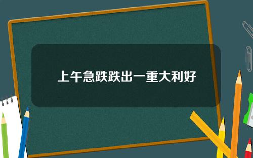 上午急跌跌出一重大利好