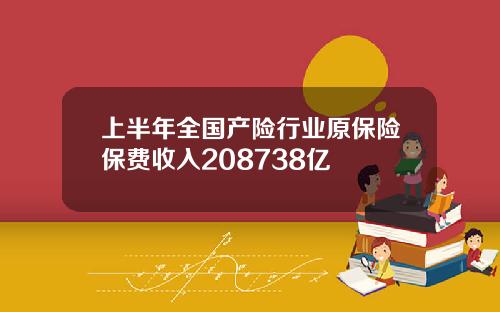 上半年全国产险行业原保险保费收入208738亿
