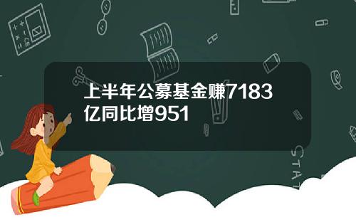 上半年公募基金赚7183亿同比增951